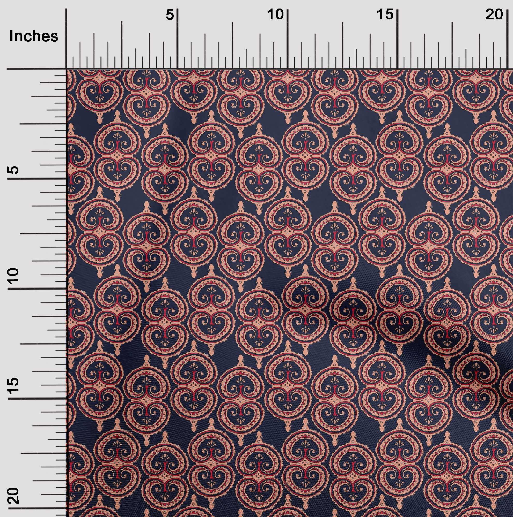

oneOone Бавовняна гнучка тканина Swirl Block Printed Block 1 ярд шириною 40 дюймів 42 Inch - Viscose Chiffon синій