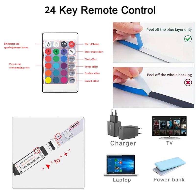 Bluetooth LED Strip Lights SMD 5050 RGB APP Remote Control Flexible Ribbon Diode Lamp Tape TV Backlights Game Room Home Decor