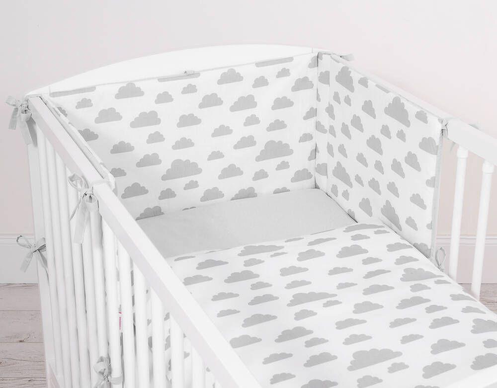 Double-sided 2-piece cotton children's bedding set - gray/gray clouds