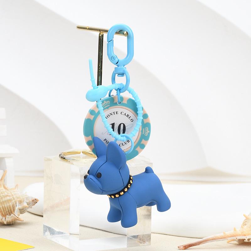 3D French Bulldog Keychain - Cute Dog Figurine for Bags & Cars, Small Gift Pendant