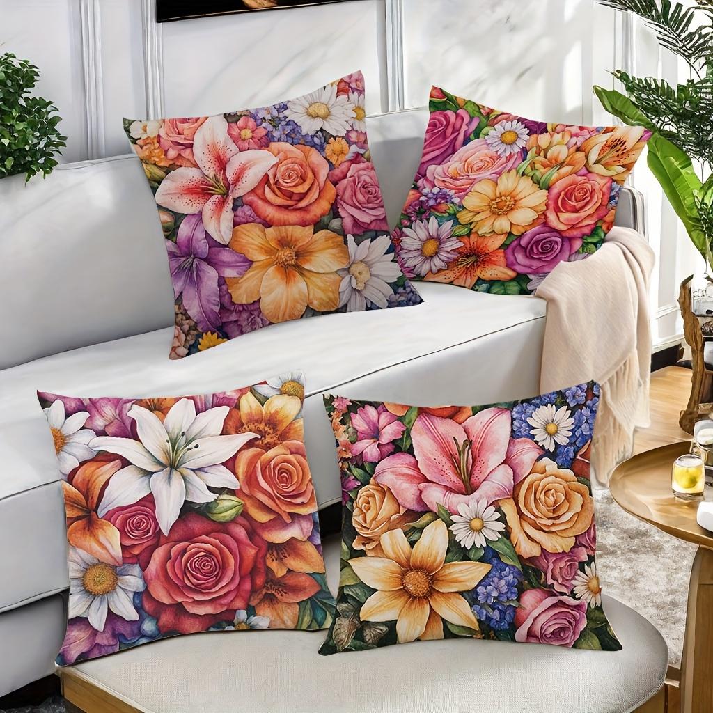 1/4pcs Floral Patterned Pillowcases for Cozy Decor Sofa Cushion Cover Home Bedroom Room Decoration