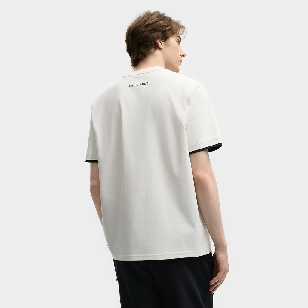 FILA ORIGINALE T Shirts Men's Pudding Cream White IV Crew Neck Moderate Straight Fit F11M539112F-IV