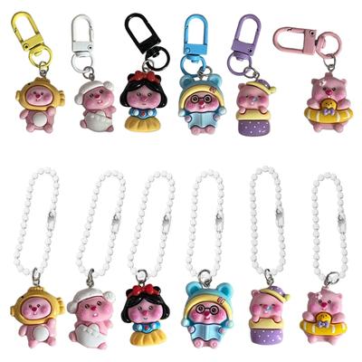 Mini Cute Acrylic Loopy Charm Keychain Cartoon Fish Ornament Keyring Lovely Y2K Pendant for Purse Bag Backpack Handbag