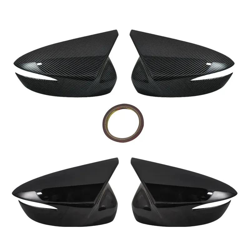 1 paar zijspiegelkappen in ossenhoornstijl met zwarte carbonlook voor Mazda CX-5 2015 2016, CX-4 en CX-3 2016 2017 2018