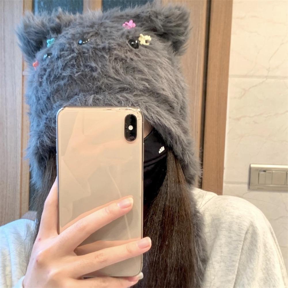 Soft Plush Puppy Hat Warm Ear Protection Hat Cloth Accessories Cartoon Fleece Hat  Woman