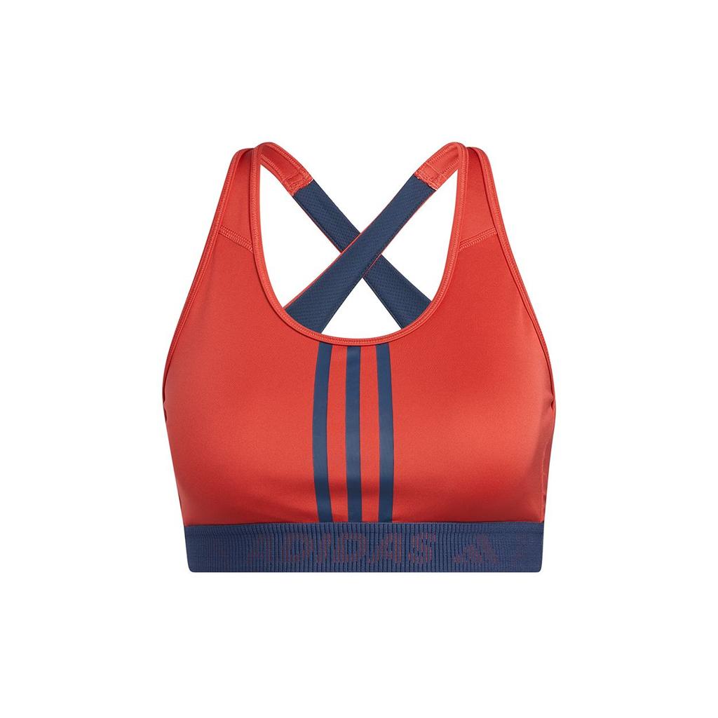 Adidas Drst 3S B Striped Print Medium Support Sports Bra Women Underwear Bright-Pink Fluorescent GM2848