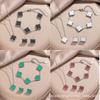 15mm Kleeblatt Anhänger Halskette Set Damen Titanstahl Hypoallergen Minimalistischer Schmuck Geschenk