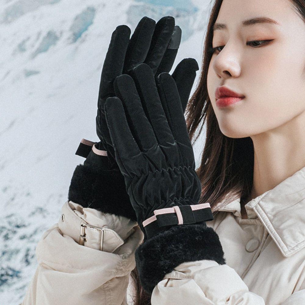 Snowboard Gloves Keep Warm Full Finger Mittens Soft Skiing Gloves  Driving