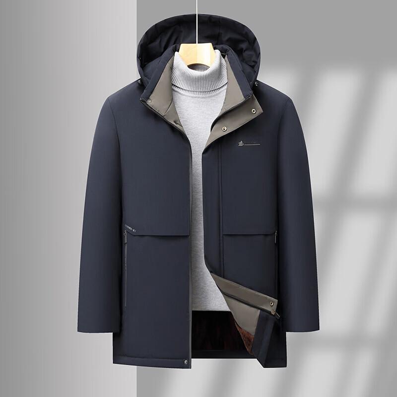 YUZHAOLIN Men's Mid-Aged Detachable Hooded Warm Cotton Winter Jacket