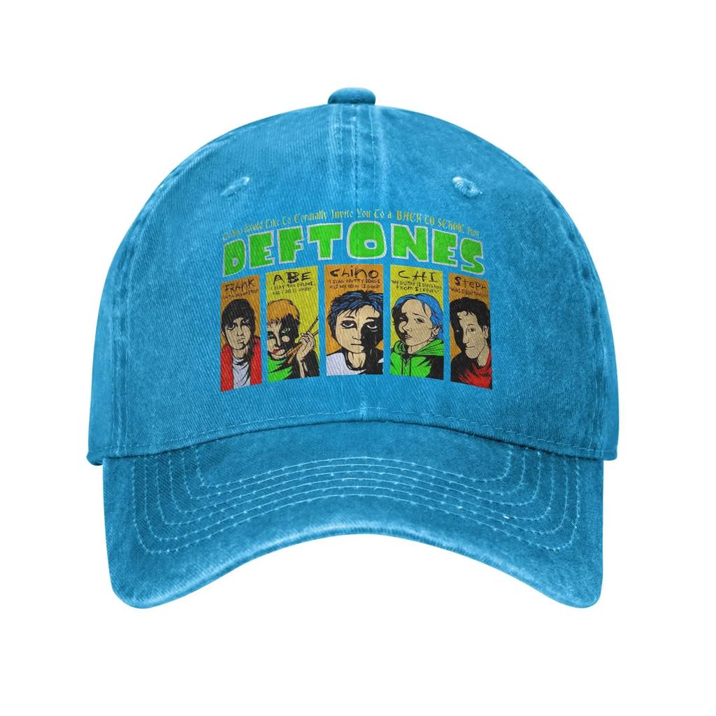 Deftone Band Members Men Women Baseball Cap Punk Hip Hop Distressed Denim Washed Caps Hat Retro Outdoor Adjustable Fit Sun Cap