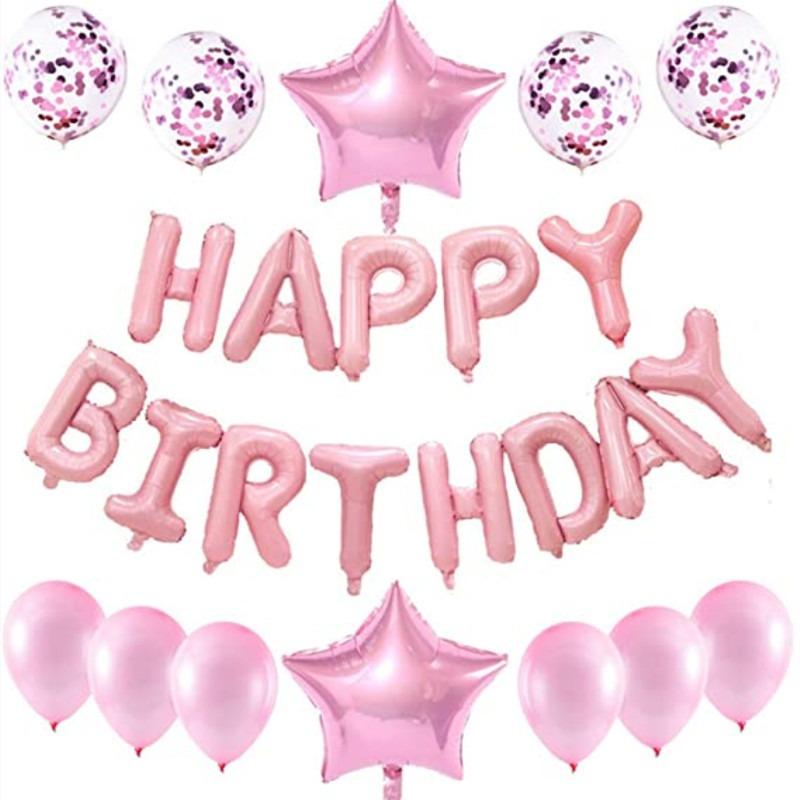 

Birthday Aluminum Film Balloon Set Alphanumeric Balloon Set Birthday Party Background Decoration pink