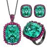 Jewelry Copper Bottom Gold Plated Simulation Bird'S Nest Chepala Green Black Gold Set Women'S Stone 15 * 20