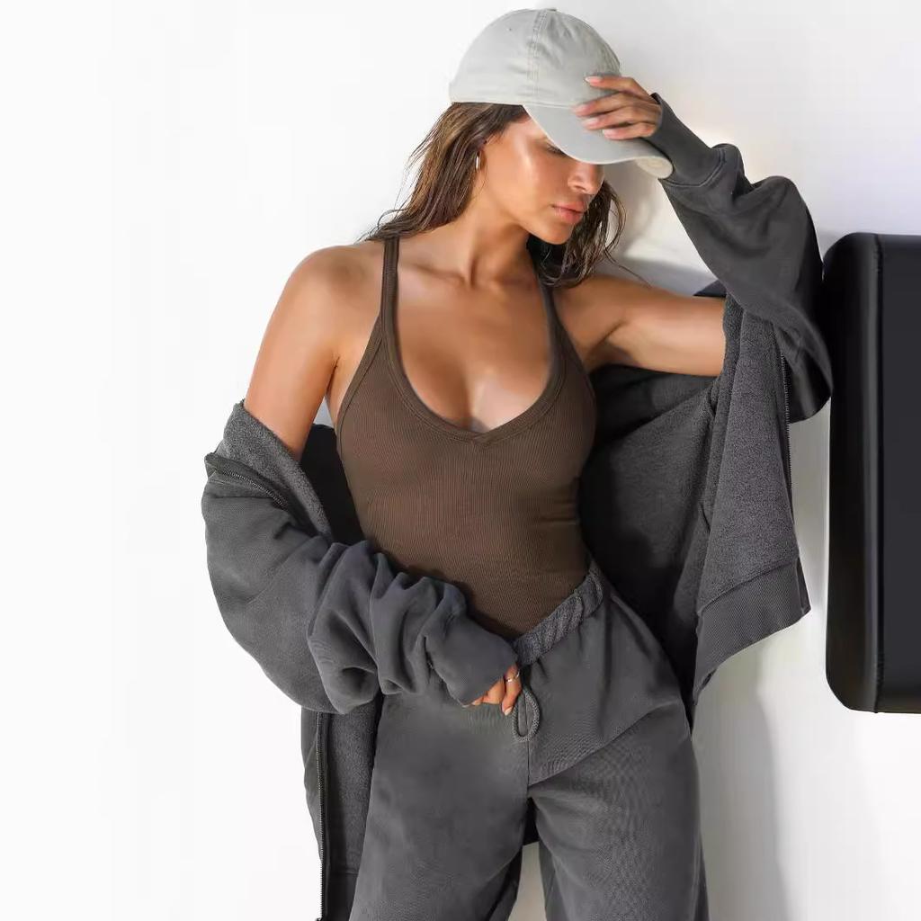 Strikket Vest Dame Sexy Slankende Topper Tide Camisole Topp Innerste Underskjørt Haltertopp