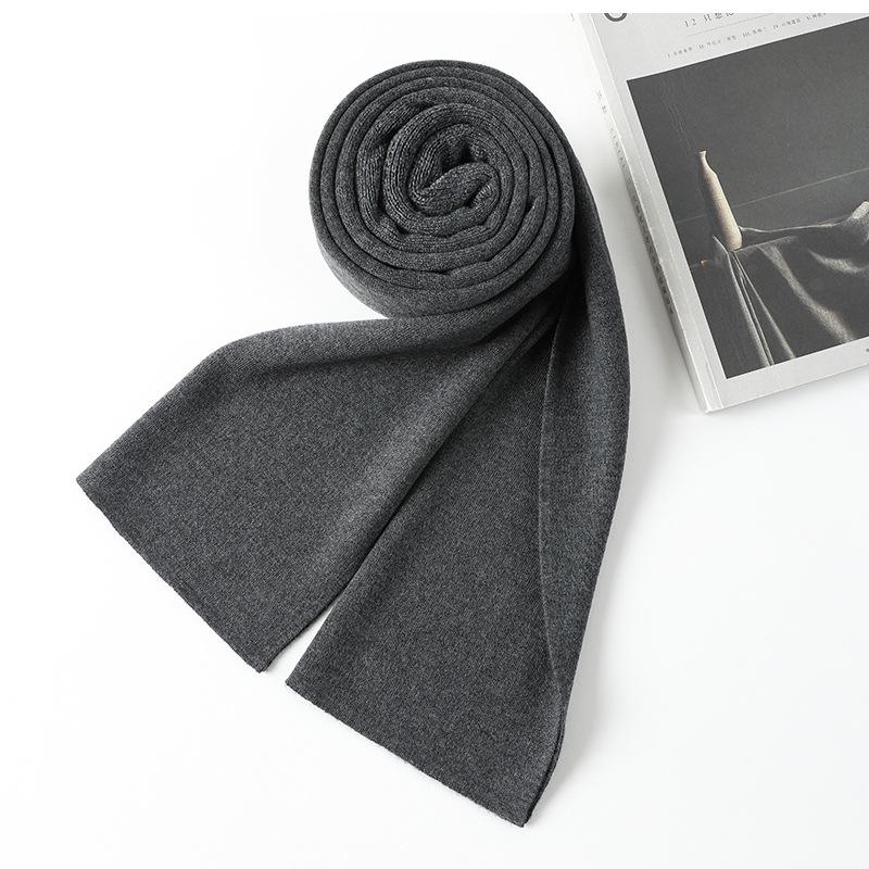 

Новый мужской шерстяной шарф, универсальный для осени и зимы, утолщенный вязаный однотонный, разнообразный по темпераменту простой кашемировый шарф Above 175cm
