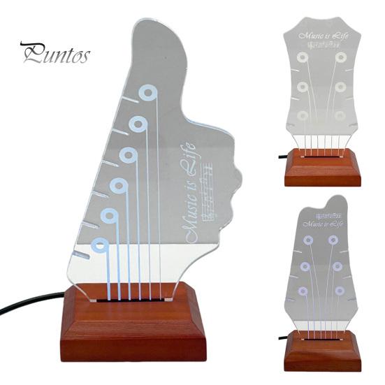 Light-up Guitar Pick Holder Acrylic Pick Holder with Wooden Base Electric Guitar Headstock Shape Pick Holder for Multiple Picks Storage And Display