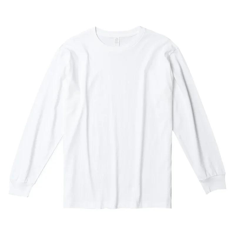 

Men s Casual Cotton Long Sleeved T Shirt Combed Cotton Solid Color Round Neck Bottoming Shirt XXXXL