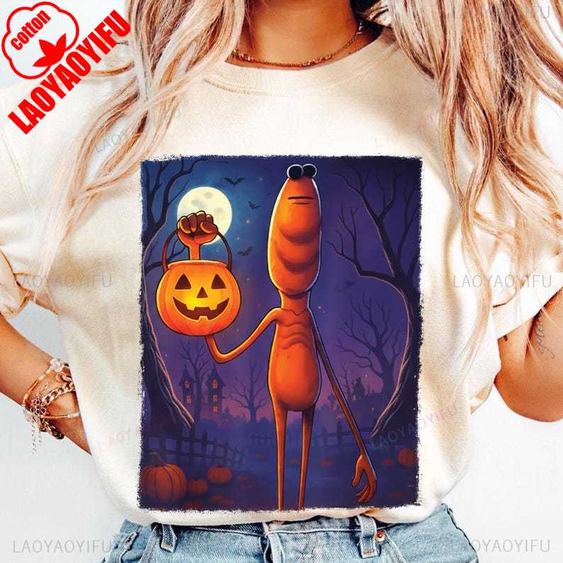 

Marcus The Worm Halloween JackOLantern TShirt Couple Halloween Costume High Quality Cotton Crewneck Graphic T Shirts Adult S