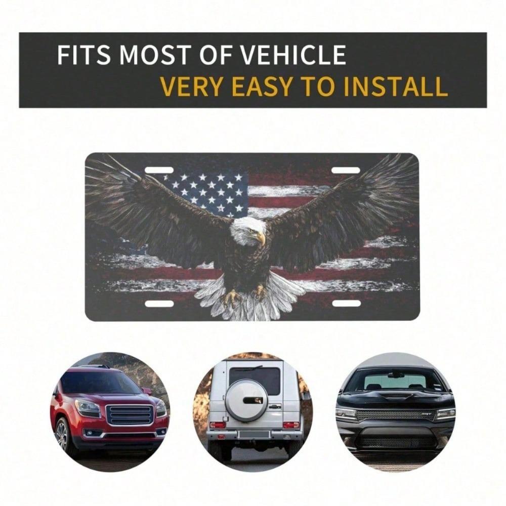 American Flag Black Eagles License Plate 12x6 Inch, Funny Aluminum Car Tag, Bold Patriotic Design Vanity Plate for Truck SUV RV