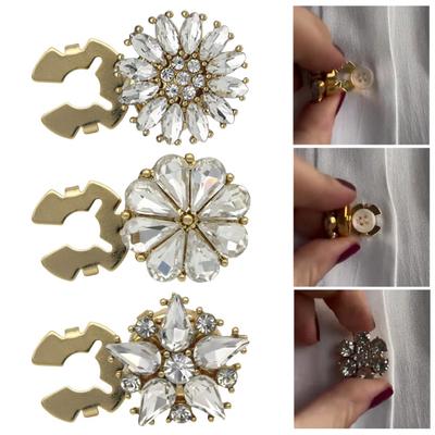 1/6 ks Knoflíky s kamínky Kryty na knoflíky s květinovým vzorem Kryty na knoflíky bez šití Okamžité spony na knoflíky Ozdoby na knoflíky