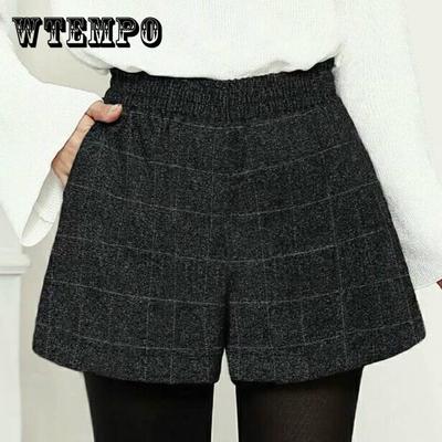 Pantaloncini di lana Pantaloncini selvaggi vintage classici da donna Pantaloncini eleganti a vita alta a gamba larga casual