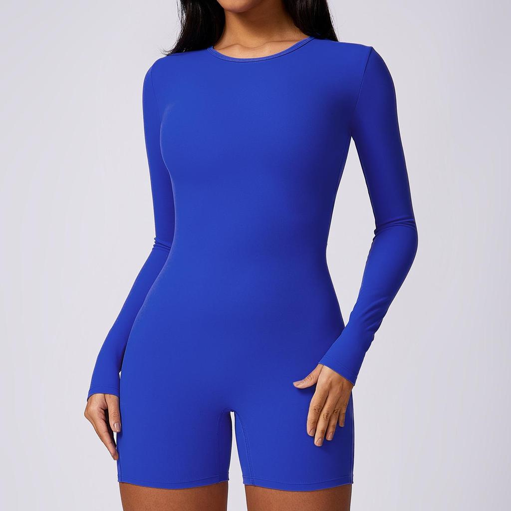 "Women's Quick-Dry Nude Hip-Lift & Back-Enhancing Yoga Jumpsuit - Slimming Fitness & Tight Fit"