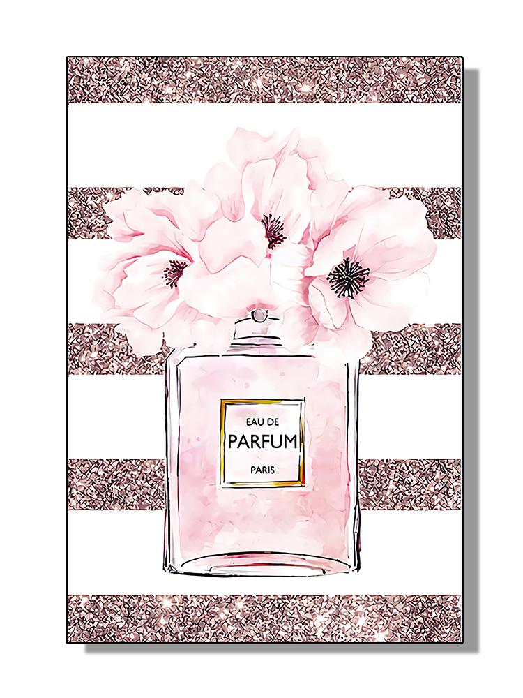 Fashion Girl Canvas Poster Perfume Bottle Print Pictures Flower Wall Art Prints Nordic Wall Posters Girl Bedroom Decoration