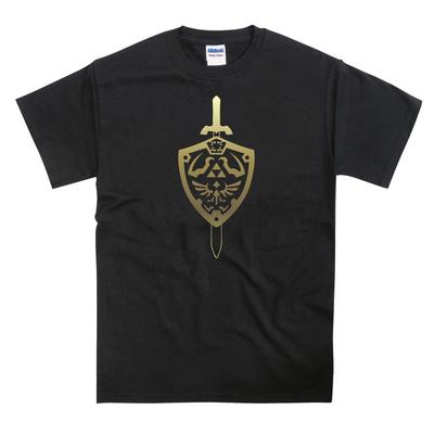 Gold Metallic Glänzend Zelda Schwert und Schild Tribut T-Shirt