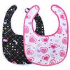 LittleForBig Adult Bibs, 2-Layer Cotton & Waterproof Mealtime Apron, Set of 2, Heart & Game Console Pattern