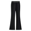 High-Waisted Black Slim-Fit Micro-Flared Pants for Women - Petite Suit Trousers for Autumn/Winter 2025