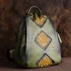 Vegetable Tanned Leather and Genuine Leather Backpack for Women, Multifunctional and Multi Pocket, Embossed Retro Color Wiping