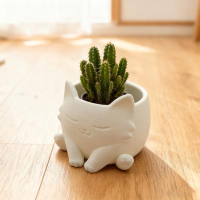 Vaso de Gato Impresso em 3D para Plantas de Interior e Exterior Formato de Animal Vasos para Suculentas Ervas Flores Recipiente Decoração de Casa Varanda Jardim