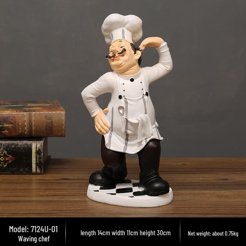 Ornament Retro American Chef Rășină: Decor elegant de masă pentru casă, restaurant sau bucătăria cafenelei