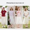 Xiangying Women's Embroidered Two-Piece V-Neck Skirt Set