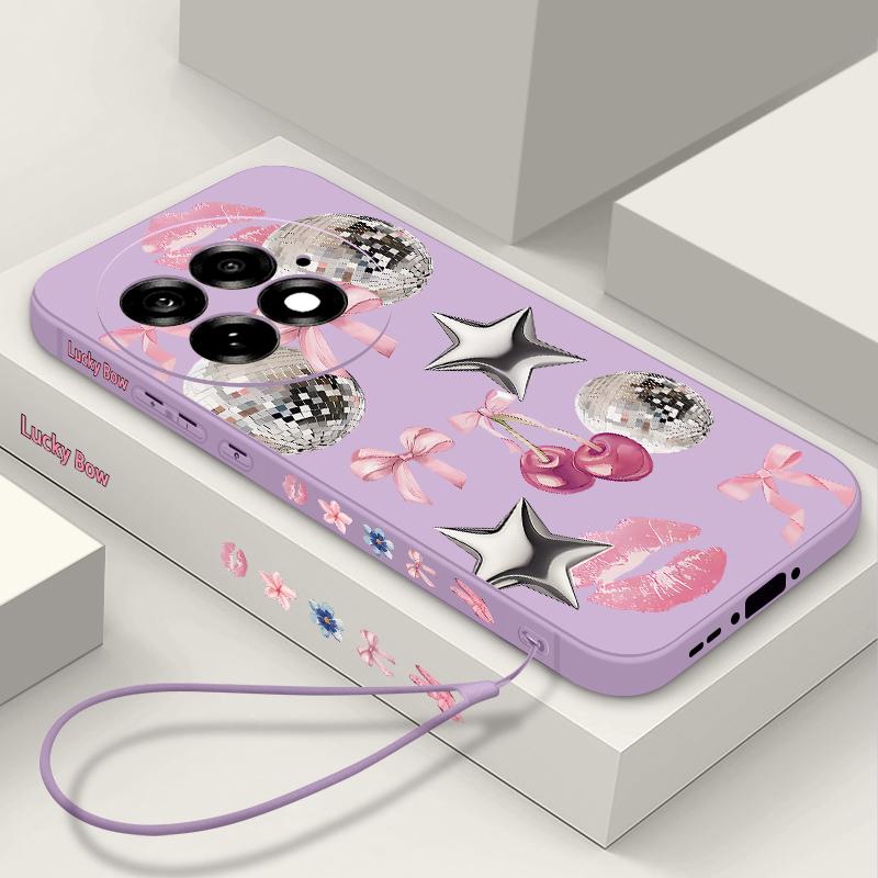 Shockproof Soft TPU Phone Case For OnePlus 15 13 13T 12 13R 12R 11R Cherry Bowknot Pattern Cover For OnePlus Nord 5 Ace 5 3 2 5G