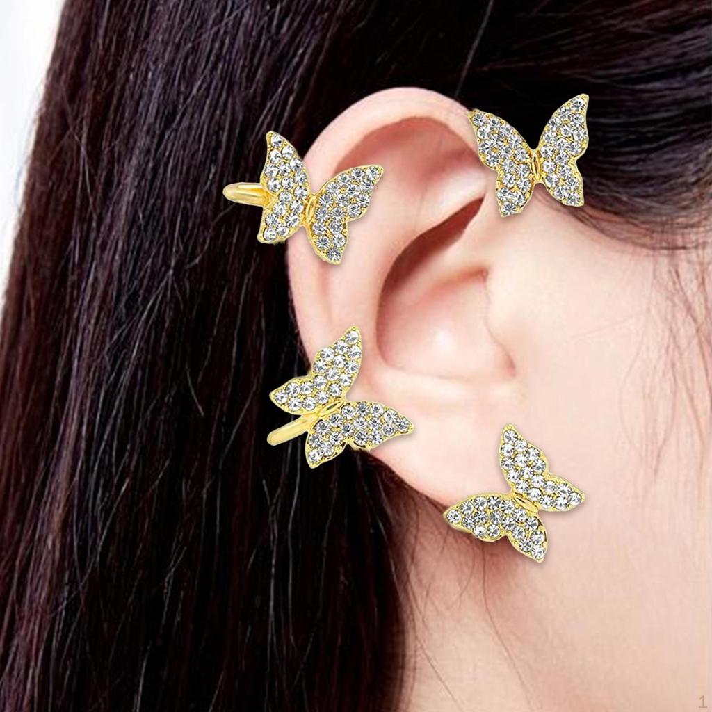 Cuff Earring Butterfly French Style Non- Sparkling Ear Clip Metal Elegant Fashion for Girls