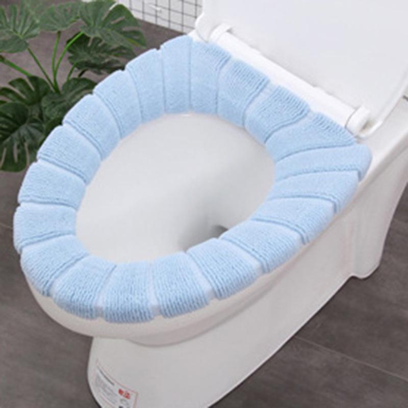 Washable Knitted Toilet Seat Cushion with Handle