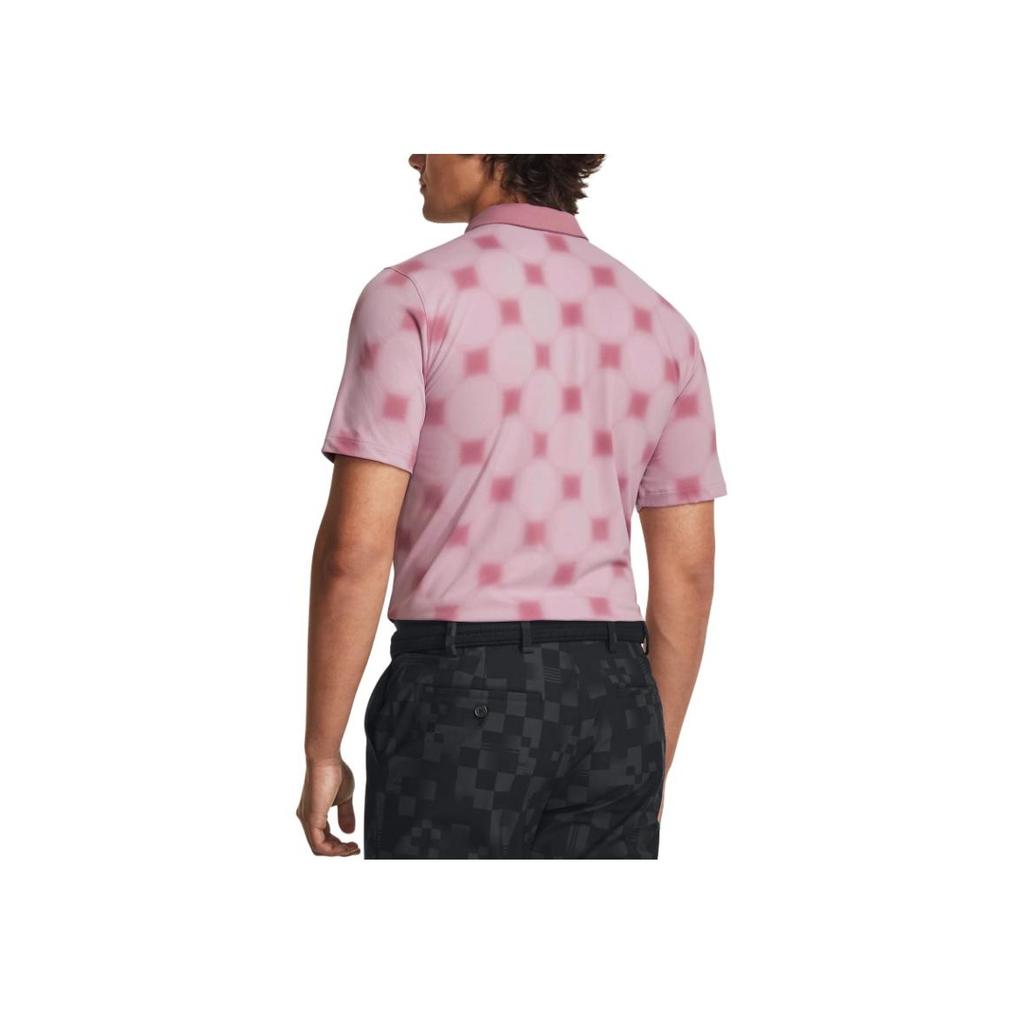 Under Armour Diamond Print All Over Short Sleeve Polo Shirt Men Polo Shirts Pink 1379734-697