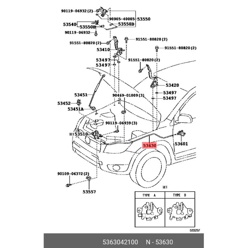 Auto Motorhaubenentriegelungskabel Ersetzen 53630-42100 53630-0R010 für 2001-2005 Motorhaubenentriegelungsseil Ersatzteile Zubehör