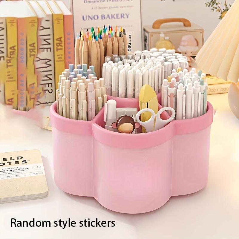 1 ks roztomý rotující držák na pera o 360 stupňů, velkokapacitní multifunkční stolní úložný box na psací potřeby, úložný prostor na psací potřeby