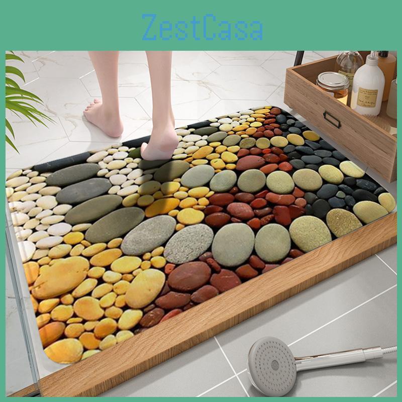 Carpet Colourful Kitchen 6090cm Bathroom Hallway Doormat Antislip Carpet Absorb Water Kitchen Bath Mat Pattern Cobblestone Floor Mat