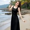 Sleeveless Camisole Dress for Women, New Summer Outerwear, Concealing Flesh, Slimming Knit Base Line, Black A-line Skirt, Plus Size