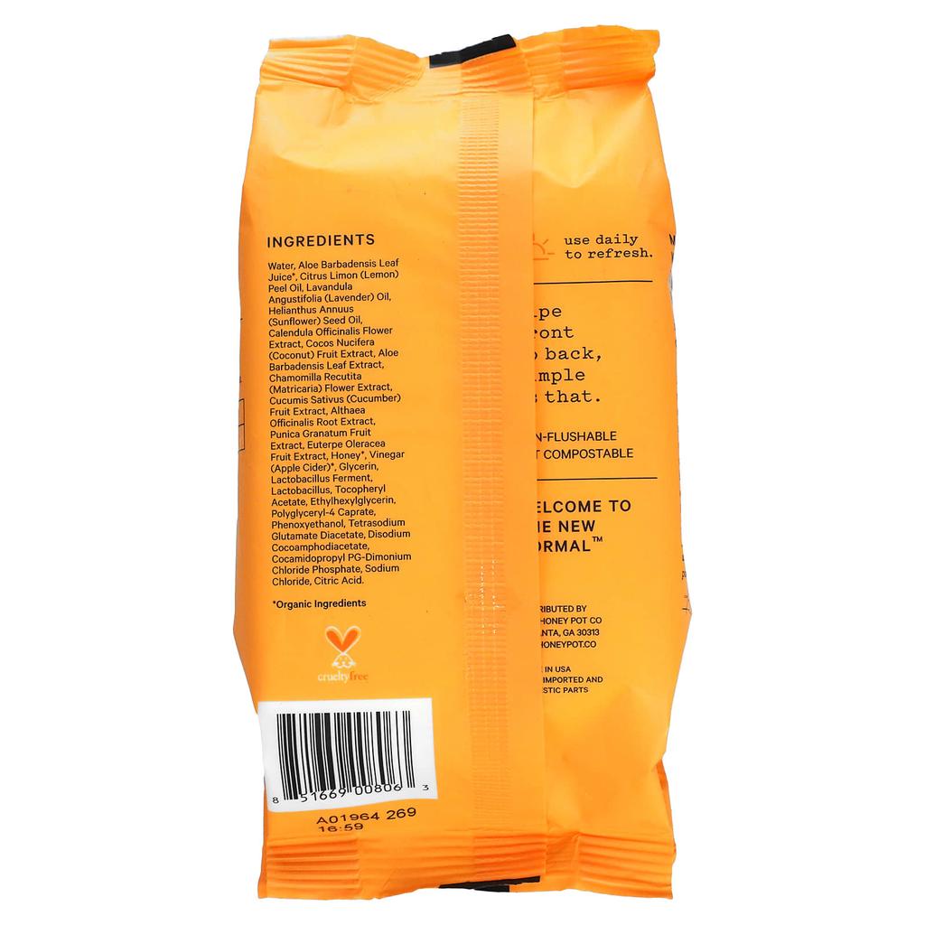 The Honey Pot Company, Plain Wipes, Fragrance-Free, 30 Count