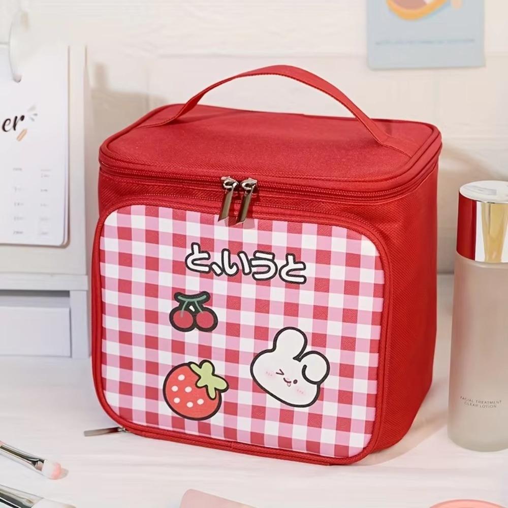 

Portable Cartoon Print Travel Toiletry Bag Large Capacity Zipper Cosmetic Bag Oxford Cloth Huge Wash Bag