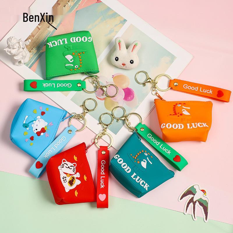 Cute Cartoon Silicone Coin Purse & Earphone Storage Keychain Pendant