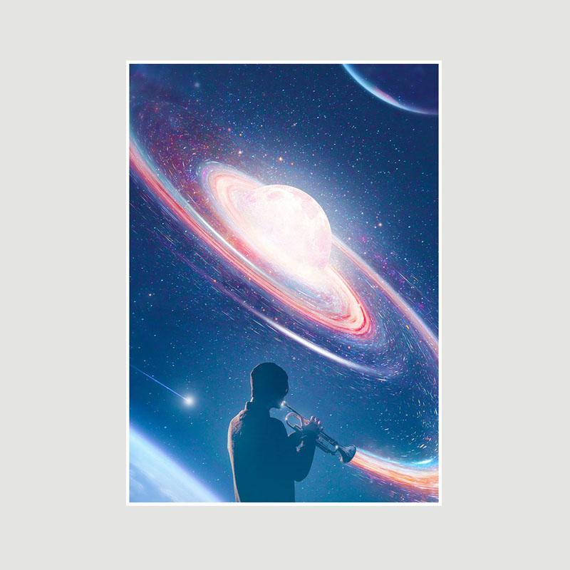 Living Room Decoration Art Painting White Paper Astronaut Space Poster Wall Art Prints Home Decor Bar Cafe Dorm Decorative Pictures Gifts