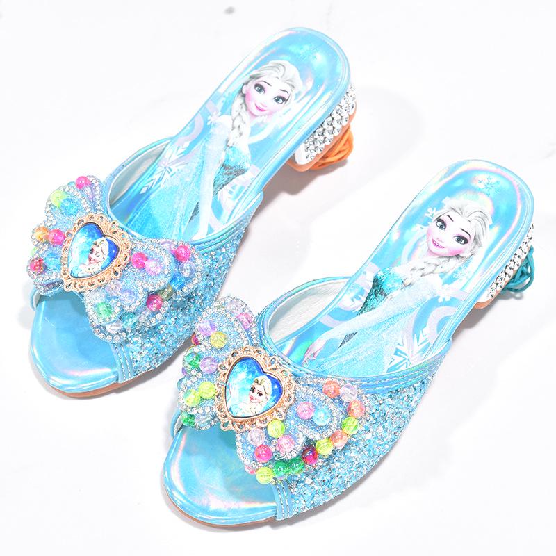 Elsa Blue Princess Summer Sandals for Girls - Cute High Heels Slippers