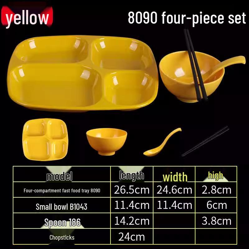 Melamine Tableware: 3, 4, and 6-Compartment Plates and Bowls for School Cafeterias