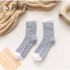 5 Pairs of Female Autumn and Winter Fleece Thick Mid Tube Floor Socks