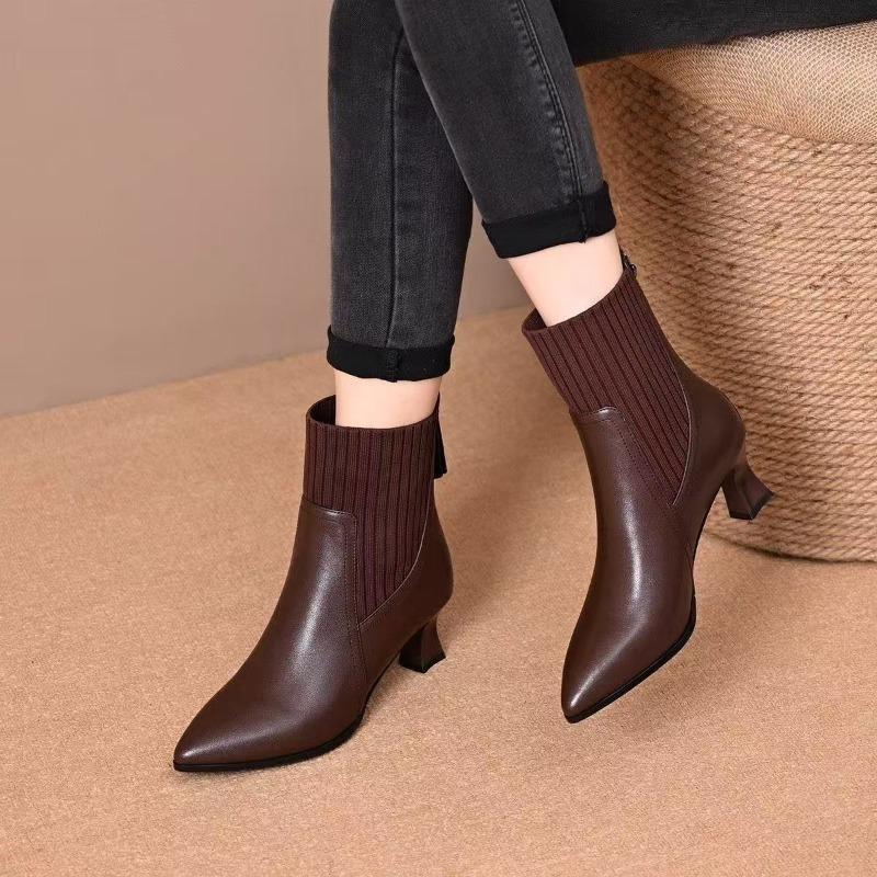Comfortable and Versatile High-heeled Booties 2026 New Autumn and Winter Women's Thin Stretch Boots Super Soft Temperament