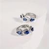 Par de Brincos Redondos de Cristal Azul Brilhante - Elegante Minimalista, Design Único, Estilo Festa de Banquete - Joias Acessórios Presente para Mulheres
